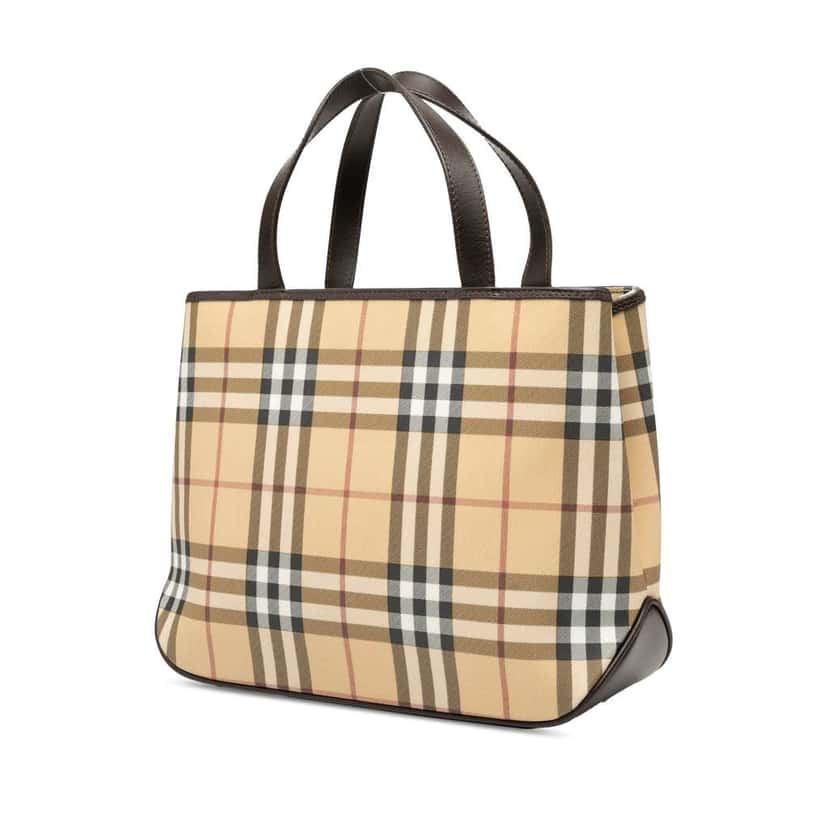 Burberry House Check Canvas Handbag Brown Canvas Good condition - Back View