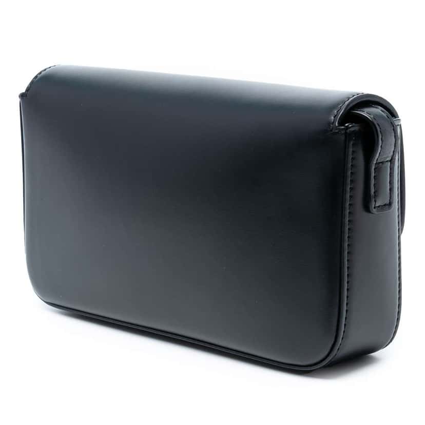 Celine Shiny Calfskin Triomphe Claude Shoulder Bag Black Leather Good condition - Back View