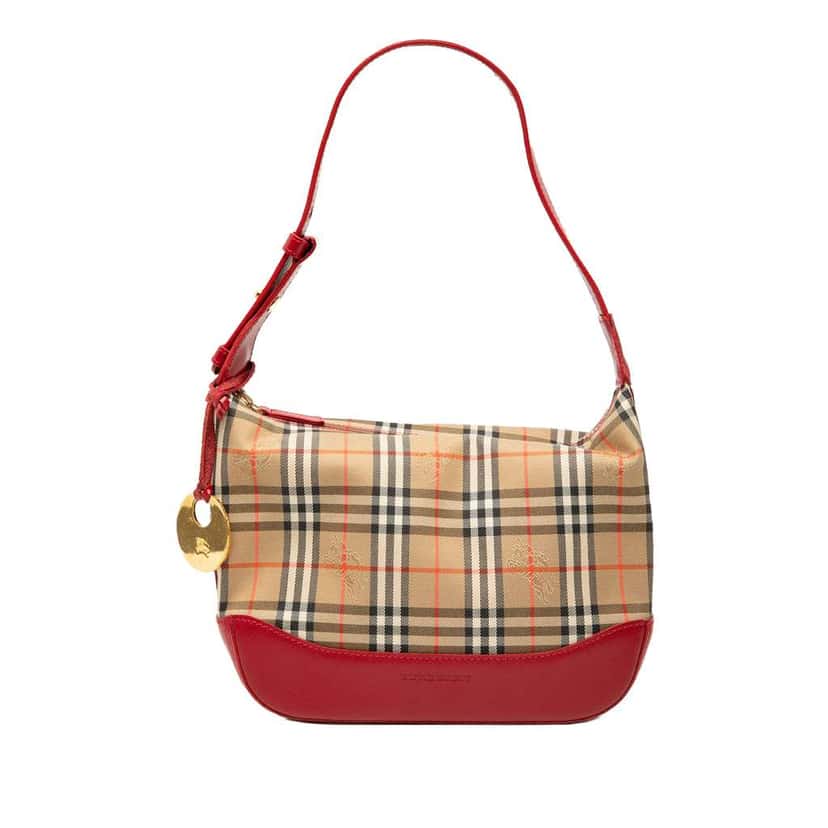 Burberry Haymarket Check Canvas Shoulder Bag Brown Canvas Good condition - Front View