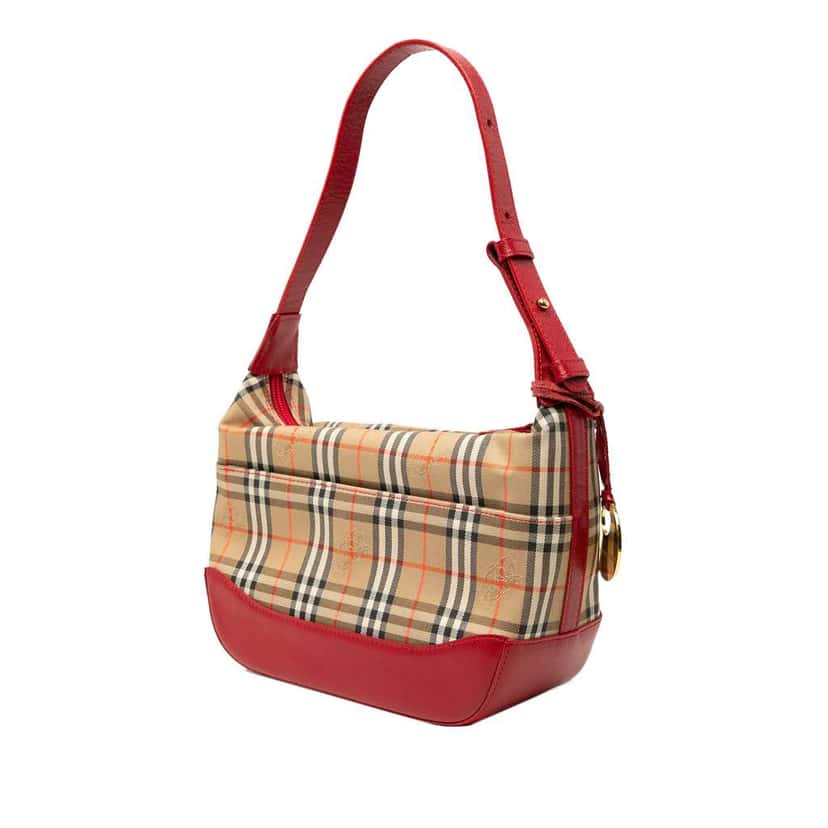 Burberry Haymarket Check Canvas Shoulder Bag Brown Canvas Good condition - Back View