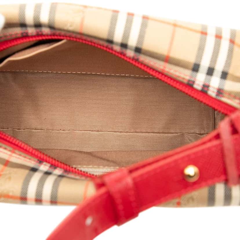 Burberry Haymarket Check Canvas Shoulder Bag Brown Canvas Good condition - Model View