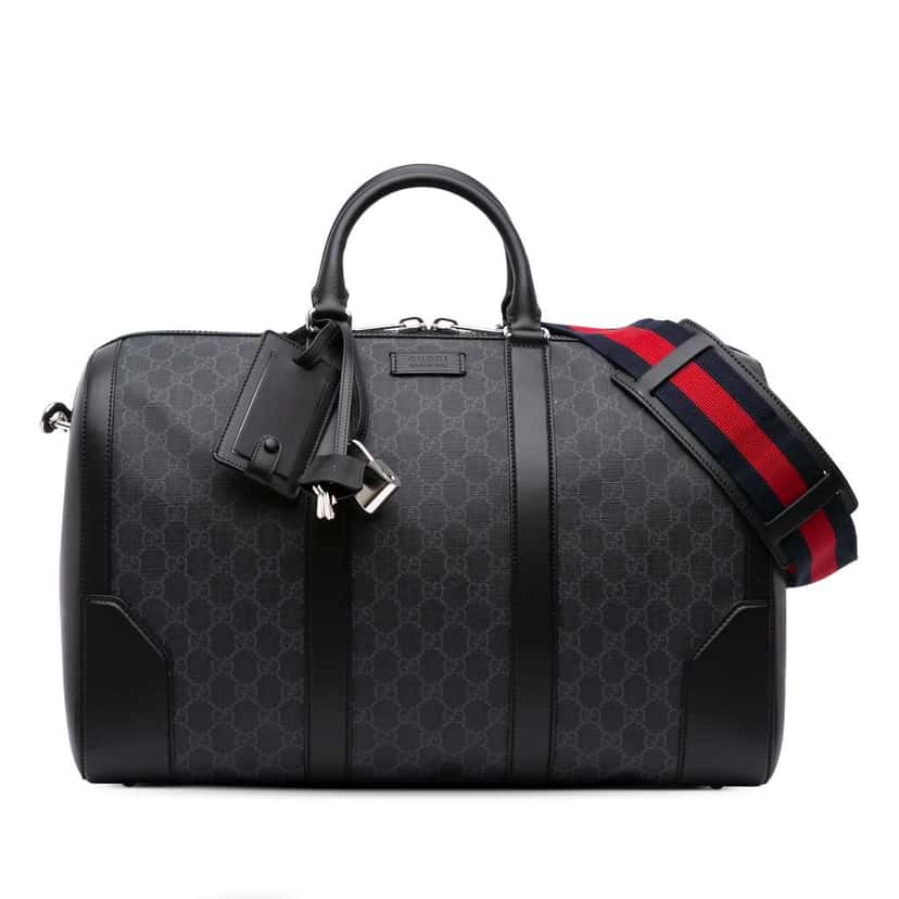Gucci Medium GG Supreme Carry On Duffle Bag Black Canvas Good condition - Front View