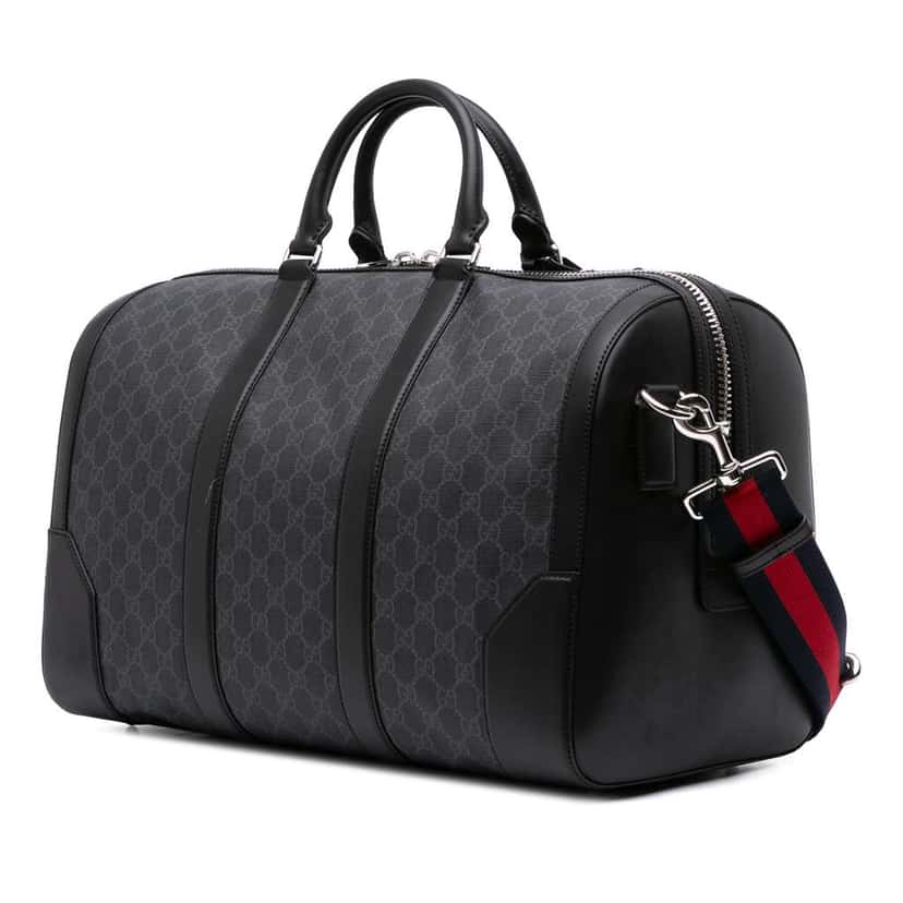 Gucci Medium GG Supreme Carry On Duffle Bag Black Canvas Good condition - Back View