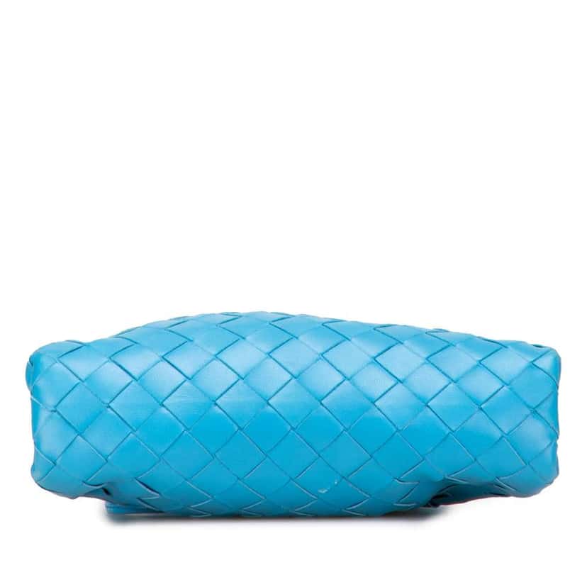 Bottega Veneta Nappa Intrecciato The Mini Pouch Crossbody Blue Leather Very good condition - Inside View