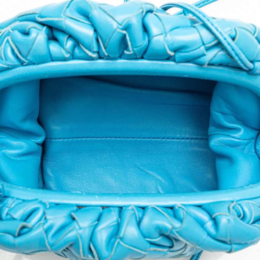 Bottega Veneta Nappa Intrecciato The Mini Pouch Crossbody Blue Leather Very good condition - Model View