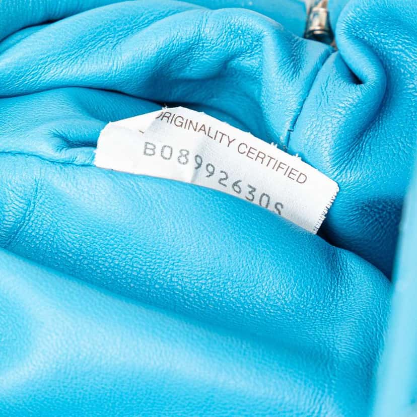 Bottega Veneta Nappa Intrecciato The Mini Pouch Crossbody Blue Leather Very good condition - Box View