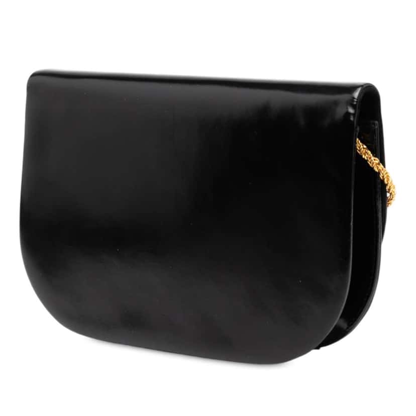 Dior Shiny Calfskin Bow Shoulder Bag Black Leather Good condition - Back View