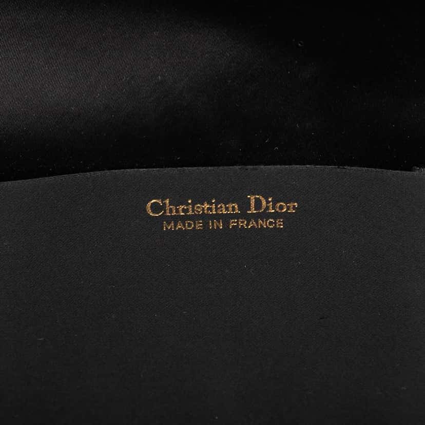 Dior Shiny Calfskin Bow Shoulder Bag Black Leather Good condition - Box View