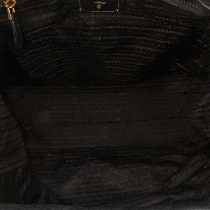 Prada Vitello Daino Frame Convertible Tote Black Leather Good condition - Model View