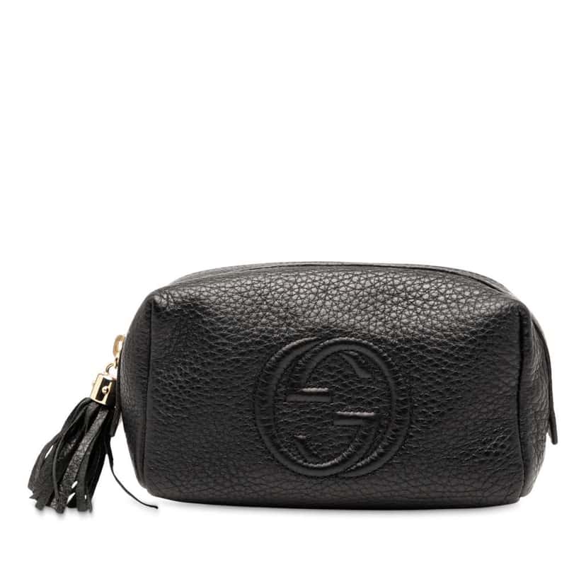 Gucci Leather Soho Cosmetic Pouch Black Leather Good condition - Front View