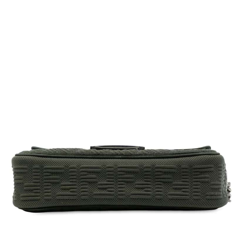Fendi Zucca Embossed Technical Fabric Chain Midi Baguette Green Good condition - Inside View