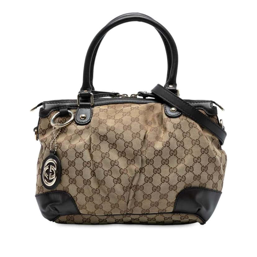 Gucci GG Canvas Sukey Satchel Brown Canvas Good condition - Front View