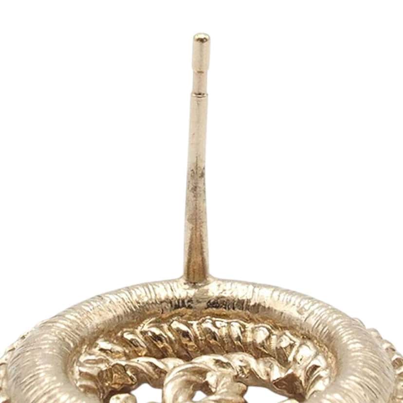Chanel Gold Plated CC Twisted Round Push Back Earrings Gold Metal Good condition - Box View