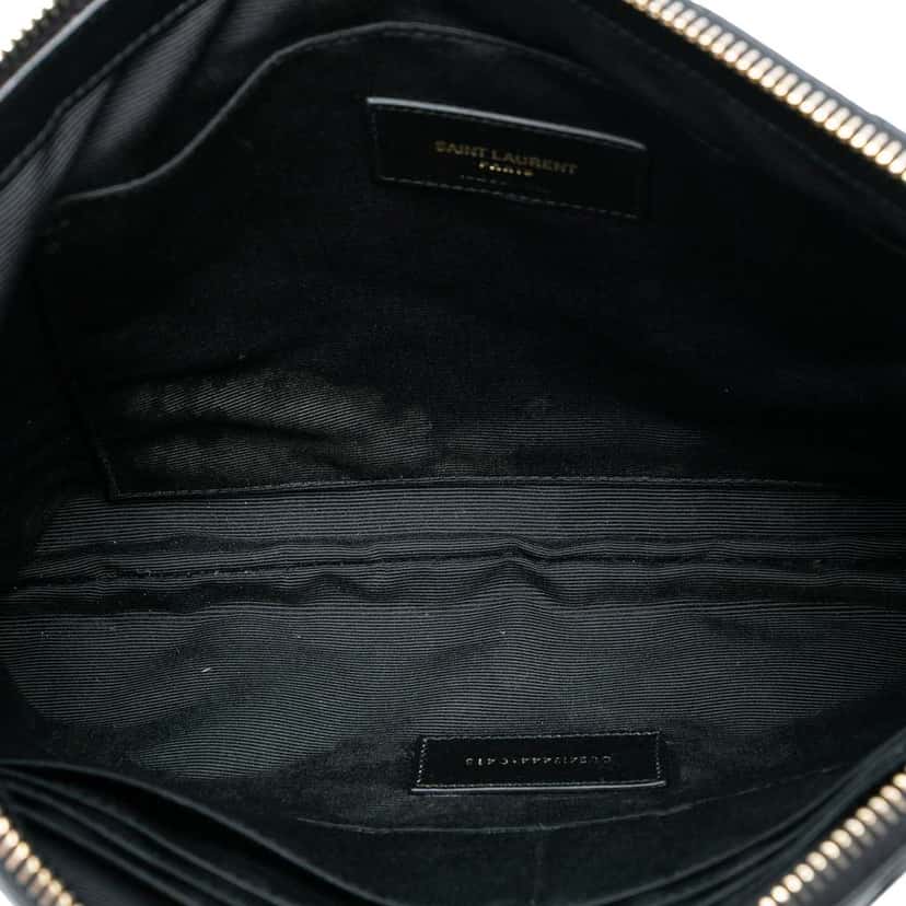 Saint Laurent Quilted Chevron Leather Monogram Document Holder Black Leather Good condition - Model View