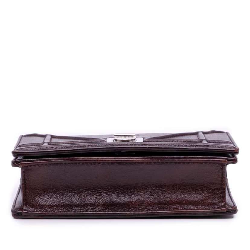 Dior Mini Grained Calfskin Diorama Flap Brown Leather Good condition - Inside View