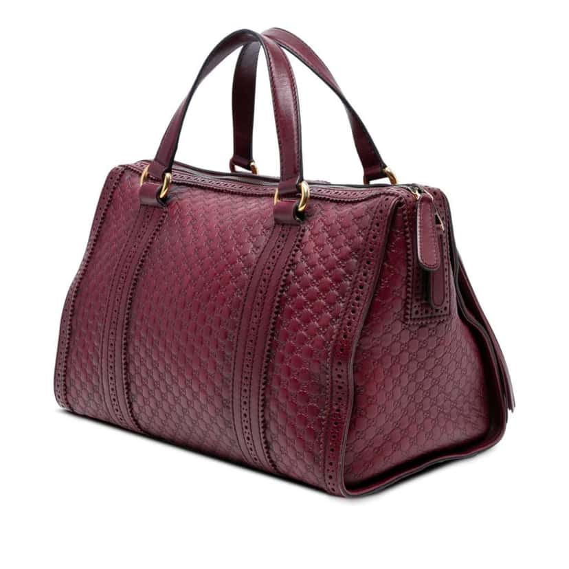 Gucci Microguccissima Brogue Duilio Boston Bag Red Leather Good condition - Back View