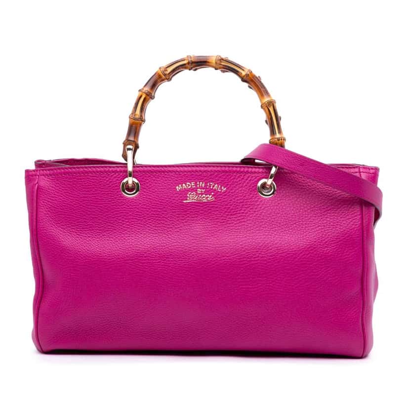 Gucci Medium Calfskin Bamboo Shopper Satchel Pink Leather Good condition - Front View