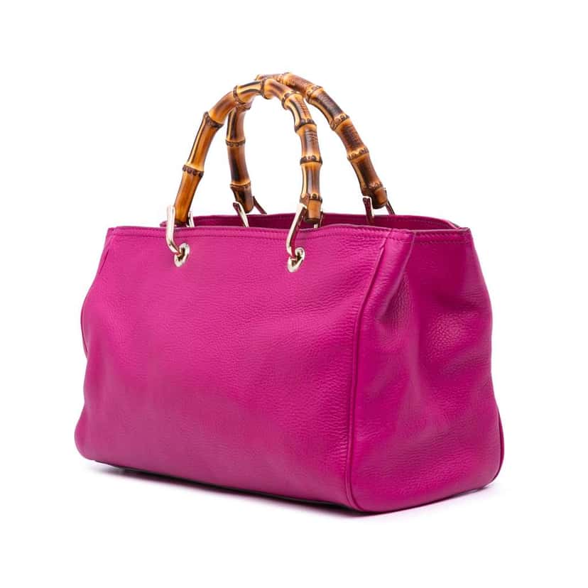 Gucci Medium Calfskin Bamboo Shopper Satchel Pink Leather Good condition - Back View
