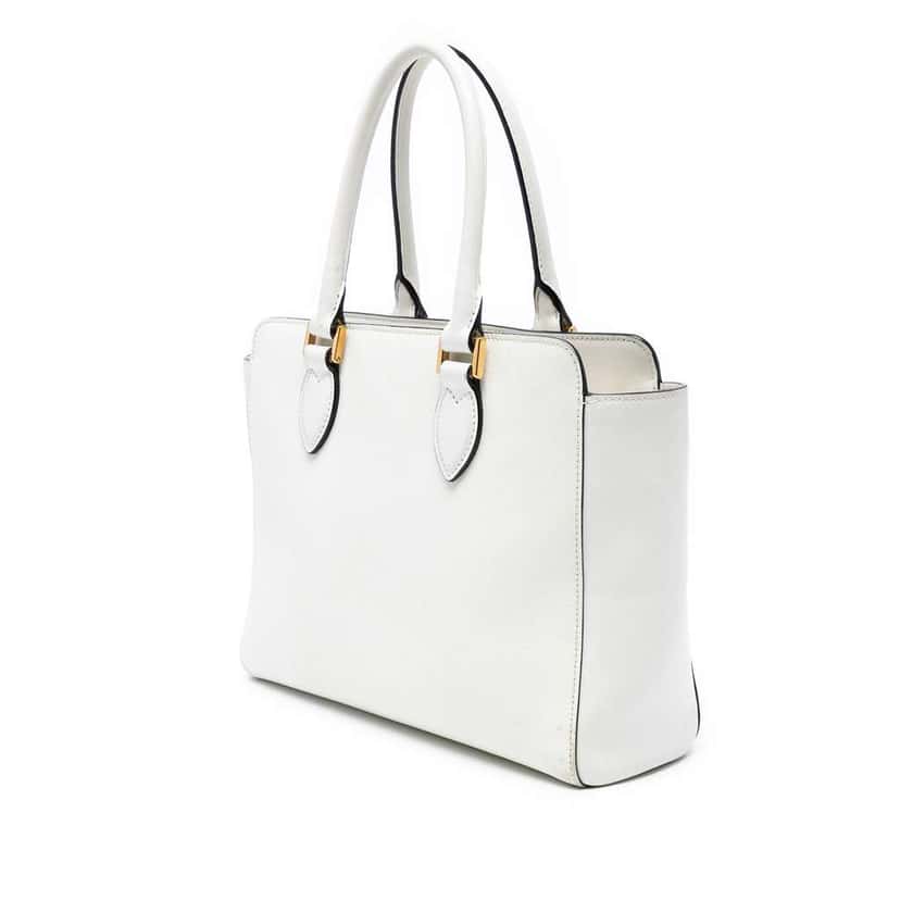 Prada Soft Calf Trimmed Saffiano Lux Open Convertible Tote White Leather Good condition - Back View