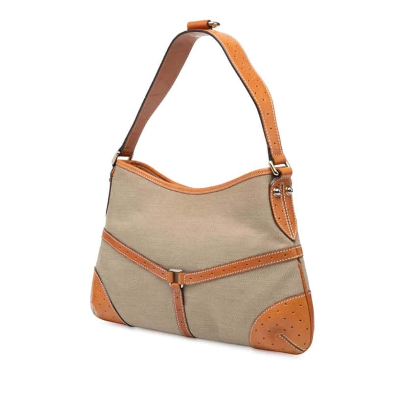Gucci Canvas Web Reins Shoulder Bag Brown Canvas Good condition - Back View