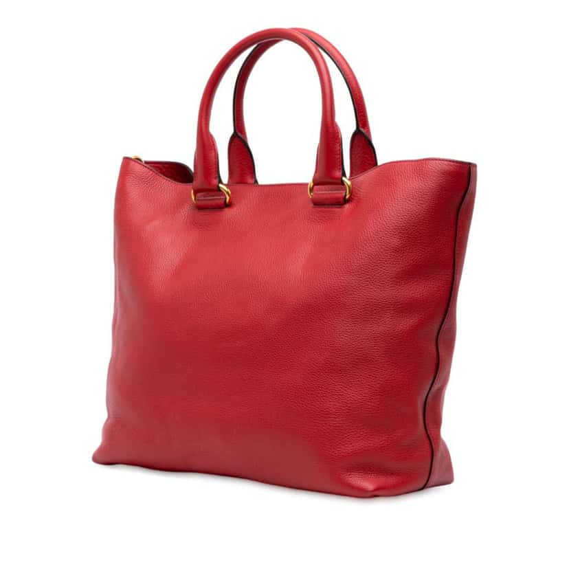 Prada Vitello Daino Open Convertible Tote Red Leather Good condition - Back View