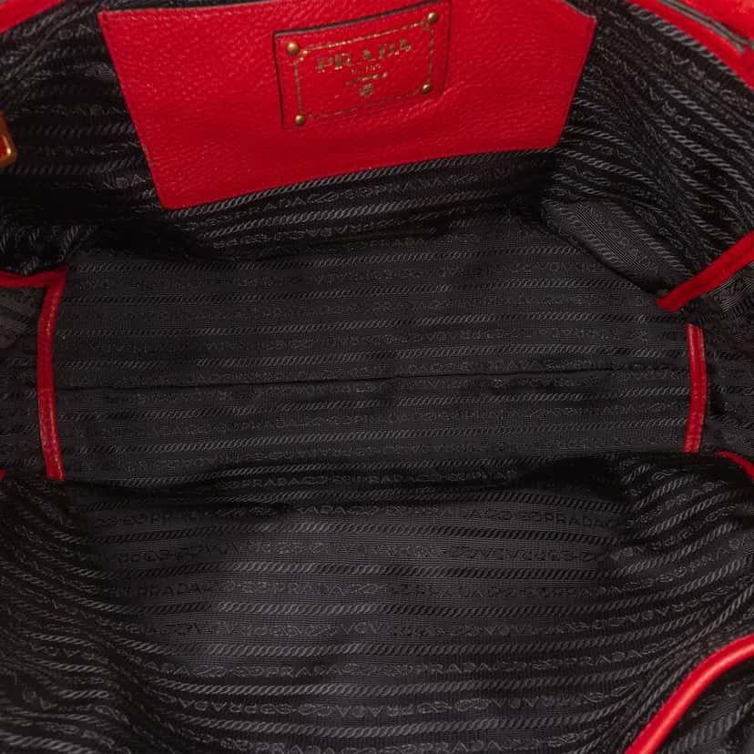 Prada Vitello Daino Open Convertible Tote Red Leather Good condition - Model View
