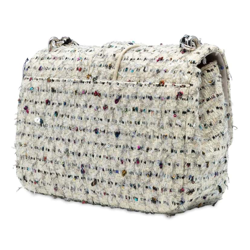 Dior Medium Tweed Miss Dior Flap White Tweed Good condition - Back View