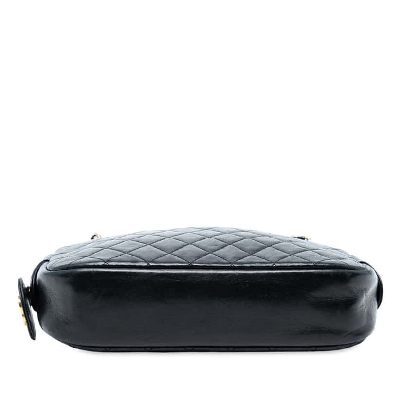 Chanel CC Quilted Lambskin Chain Camera Bag Black Leather Good condition - Inside View