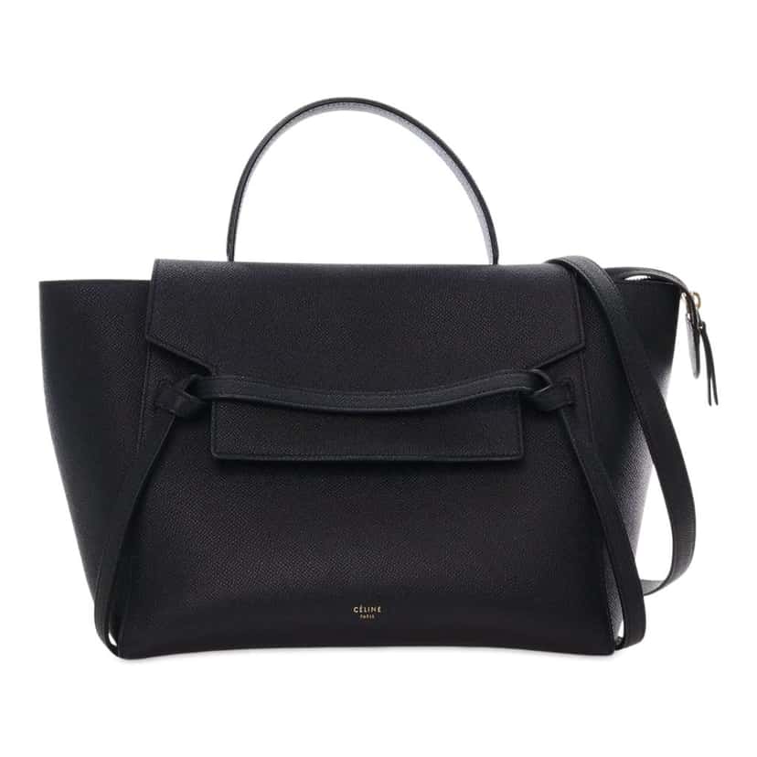 Celine Mini Grained Calfskin Belt Bag Black Leather Good condition - Front View