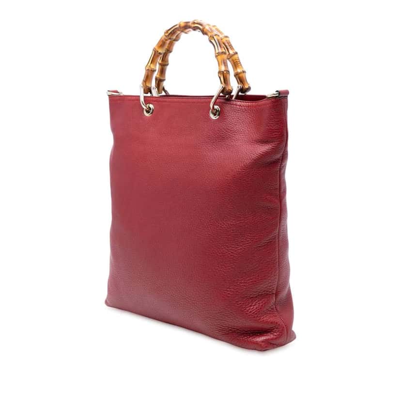 Gucci Tall Leather Bamboo Shopper Tote Red Leather Good condition - Back View