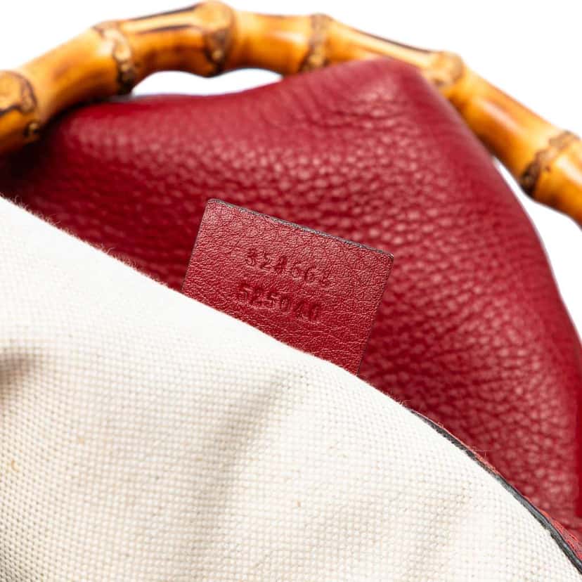 Gucci Tall Leather Bamboo Shopper Tote Red Leather Good condition - Box View