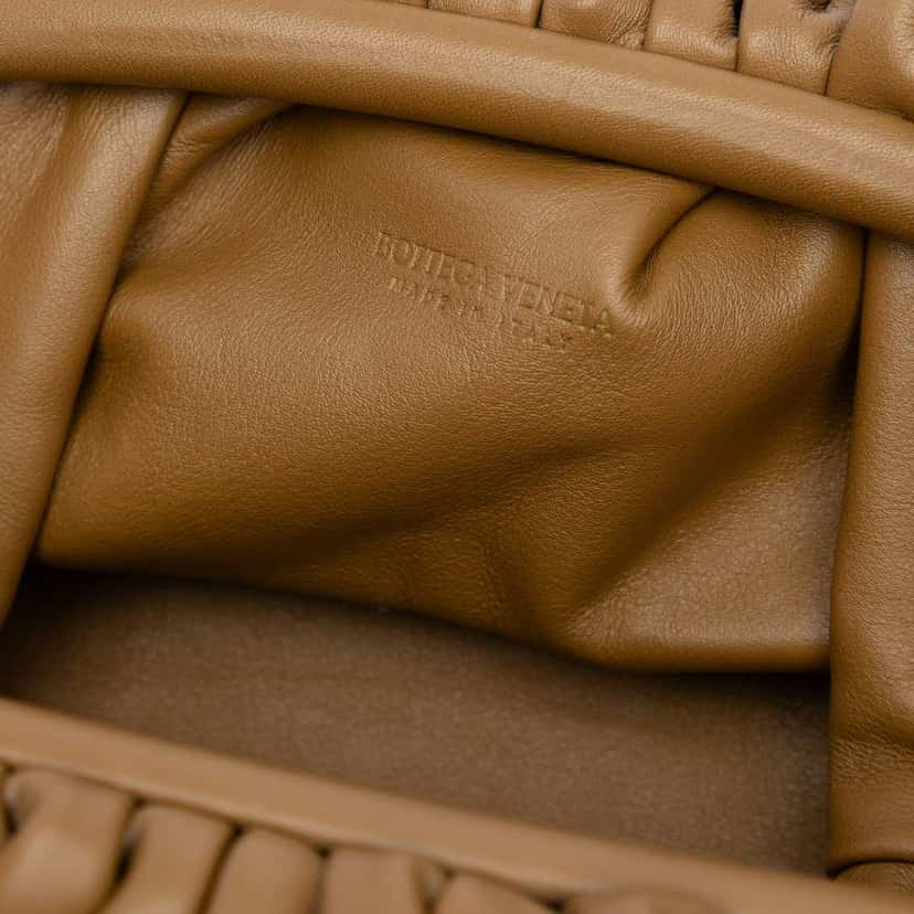 Bottega Veneta Lambskin The Mini Pouch Crossbody Brown Leather Good condition - Box View