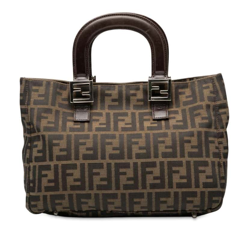 Fendi Small Zucca Canvas Twins Tote Brown Canvas Good condition - Front View