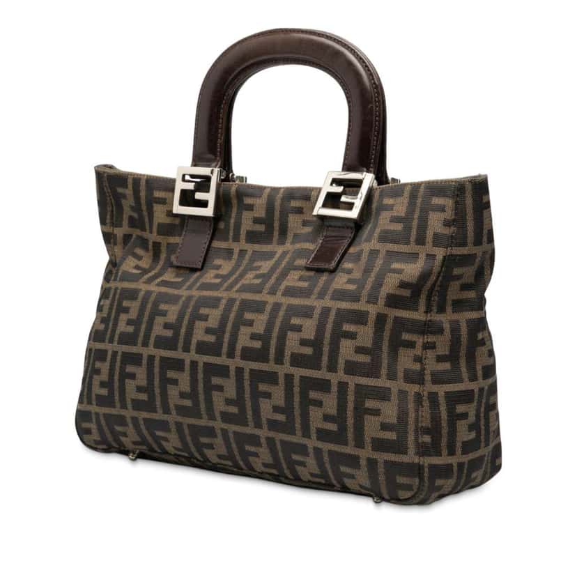 Fendi Small Zucca Canvas Twins Tote Brown Canvas Good condition - Back View