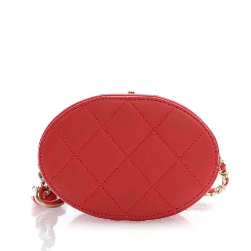 Chanel Small Quilted Lambskin Resin Elegant Chain Tubular Vanity Case Red Leather Good condition - Box View