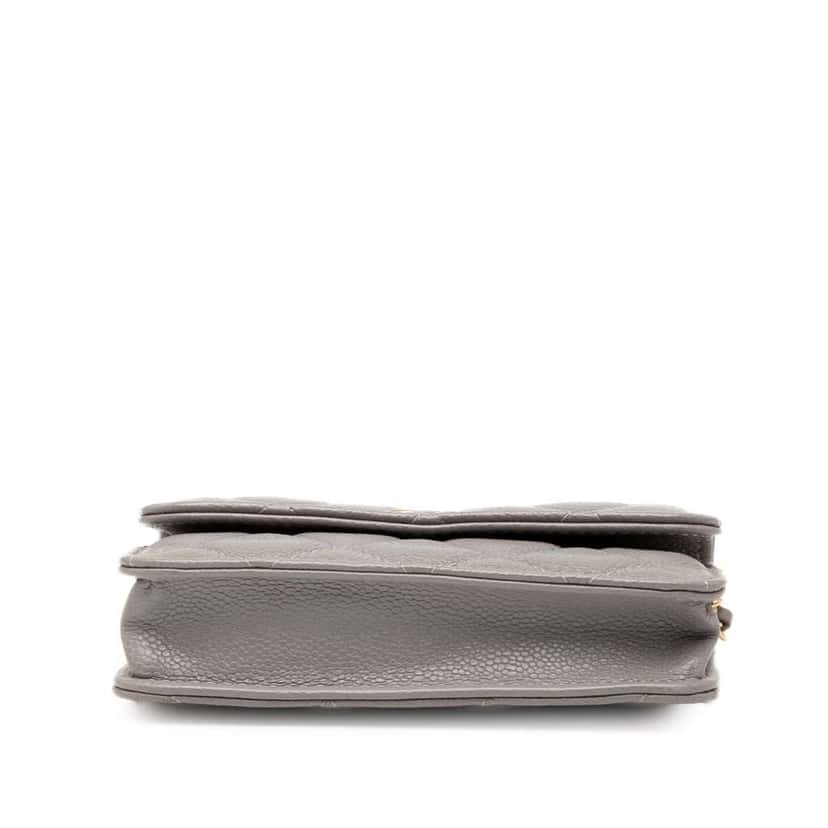 Chanel CC Quilted Caviar Miss Coco Clutch With Chain Grey Leather Good condition - Inside View