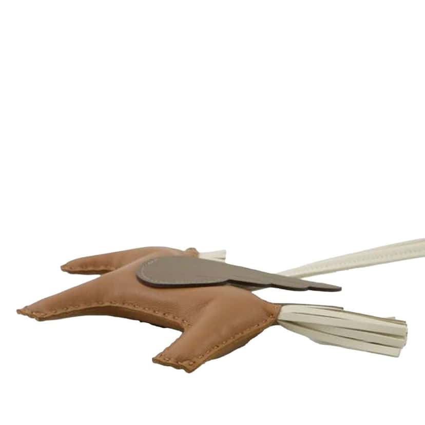 Hermès Milo Lambskin and Swift Grigri Rodeo Pegase Bag Charm PM Brown Leather Good condition - Inside View