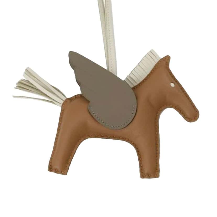 Hermès Milo Lambskin and Swift Grigri Rodeo Pegase Bag Charm PM Brown Leather Good condition - Model View