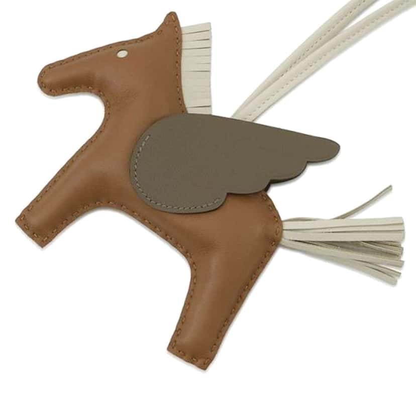 Hermès Milo Lambskin and Swift Grigri Rodeo Pegase Bag Charm PM Brown Leather Good condition - Box View