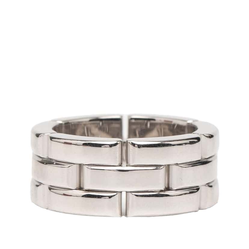 Cartier 18K White Gold Triple Row Maillon Panthère Ring Silver White Gold Good condition - Front View