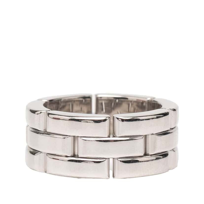 Cartier 18K White Gold Triple Row Maillon Panthère Ring Silver White Gold Good condition - Back View
