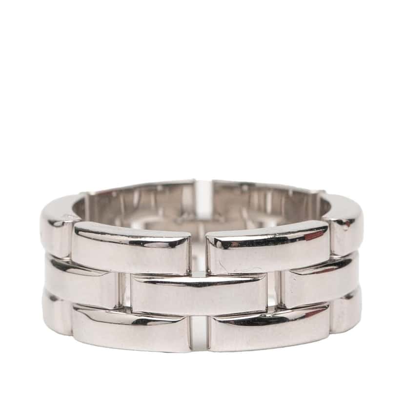 Cartier 18K White Gold Triple Row Maillon Panthère Ring Silver White Gold Good condition - Front View