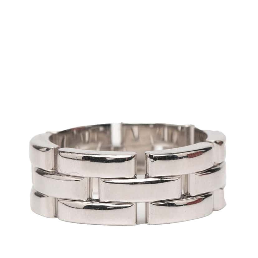 Cartier 18K White Gold Triple Row Maillon Panthère Ring Silver White Gold Good condition - Back View