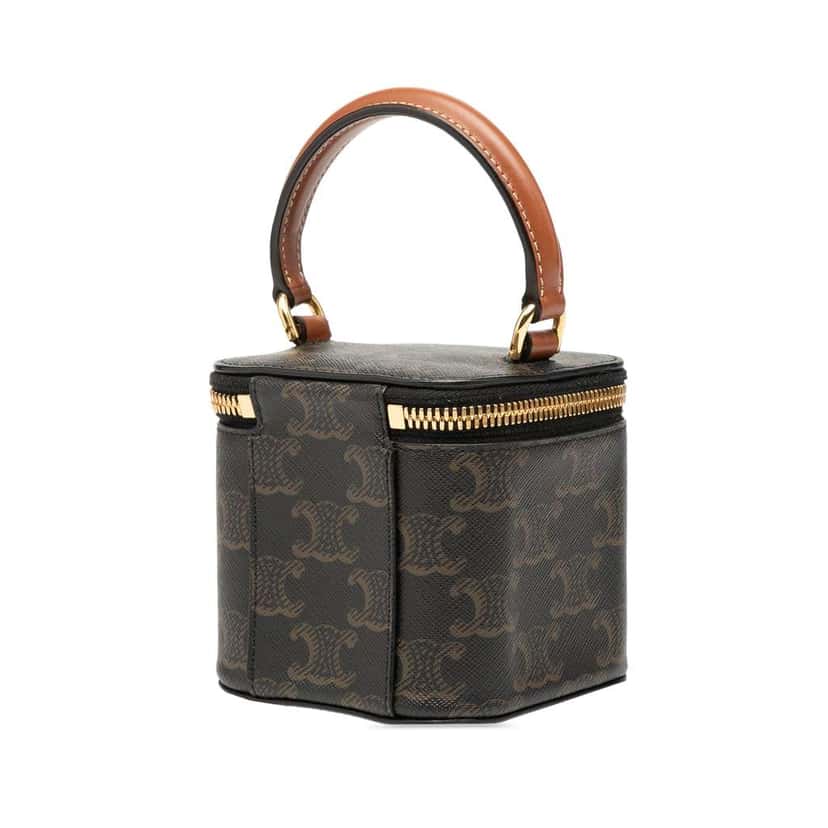 Celine Mini Triomphe Coated Canvas Vanity Case Brown Canvas Good condition - Back View