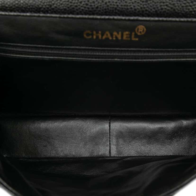 Chanel Jumbo Quilted Caviar Double Sided Flap Black Leather Good condition - Box View