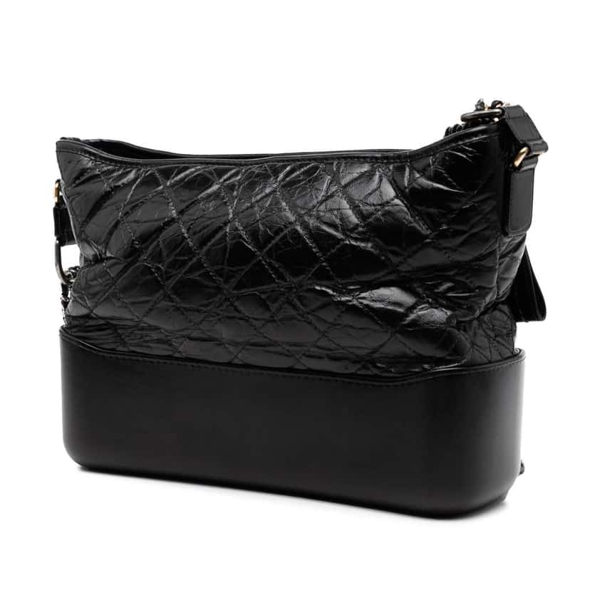 Chanel Medium Aged Calfskin Gabrielle Crossbody Black Leather Good condition - Back View