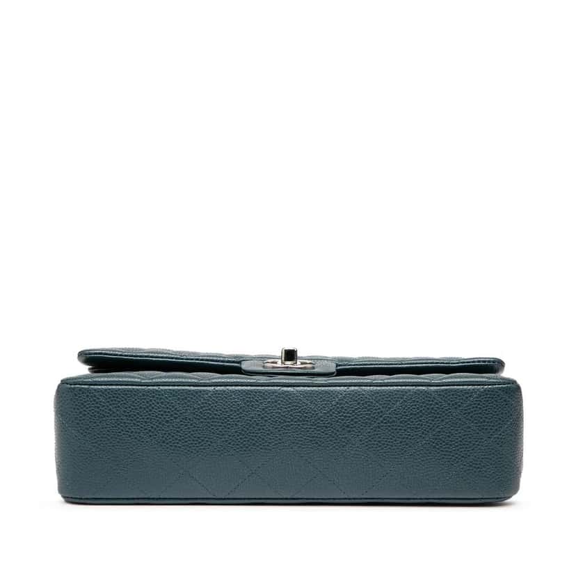 Chanel Medium Classic Caviar Double Flap Blue Leather Good condition - Inside View