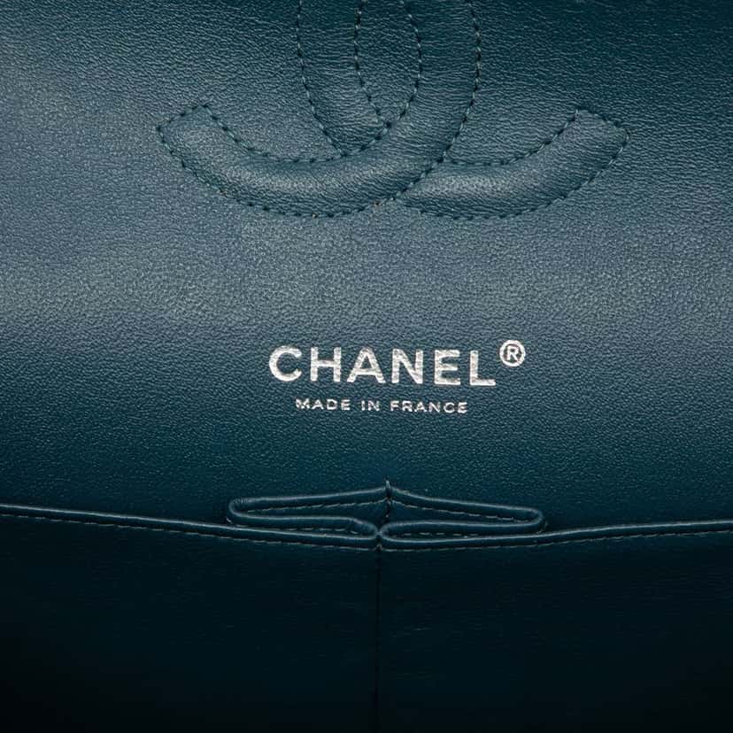 Chanel Medium Classic Caviar Double Flap Blue Leather Good condition - Box View