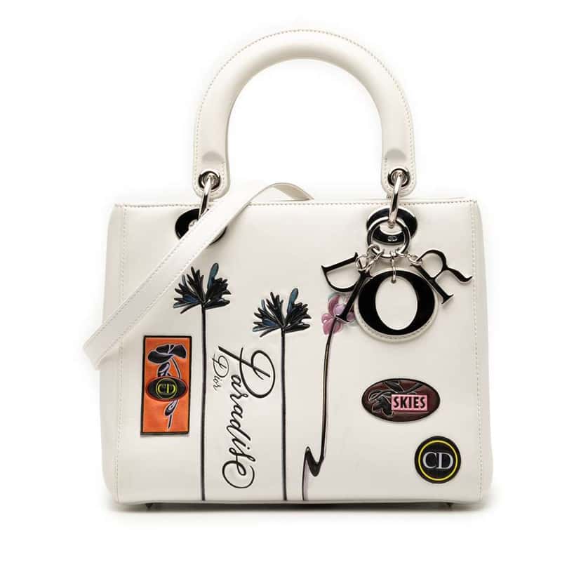 Dior Medium Lambskin Paradise Lady Dior White Leather Good condition - Front View