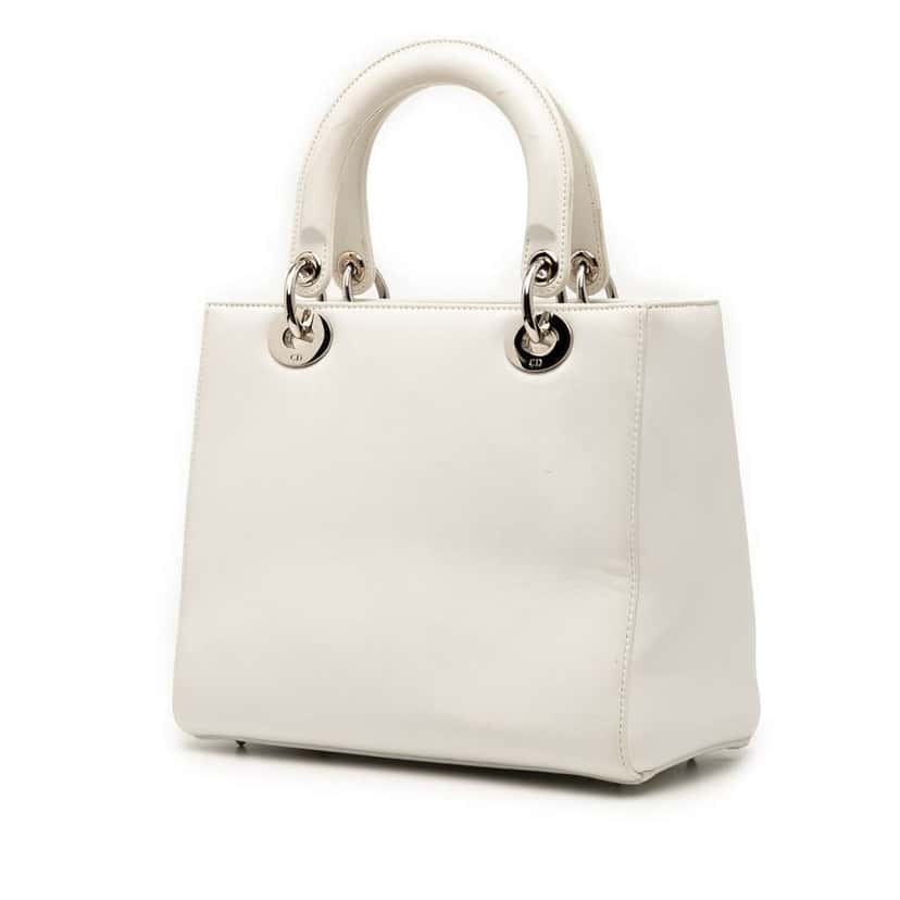 Dior Medium Lambskin Paradise Lady Dior White Leather Good condition - Back View